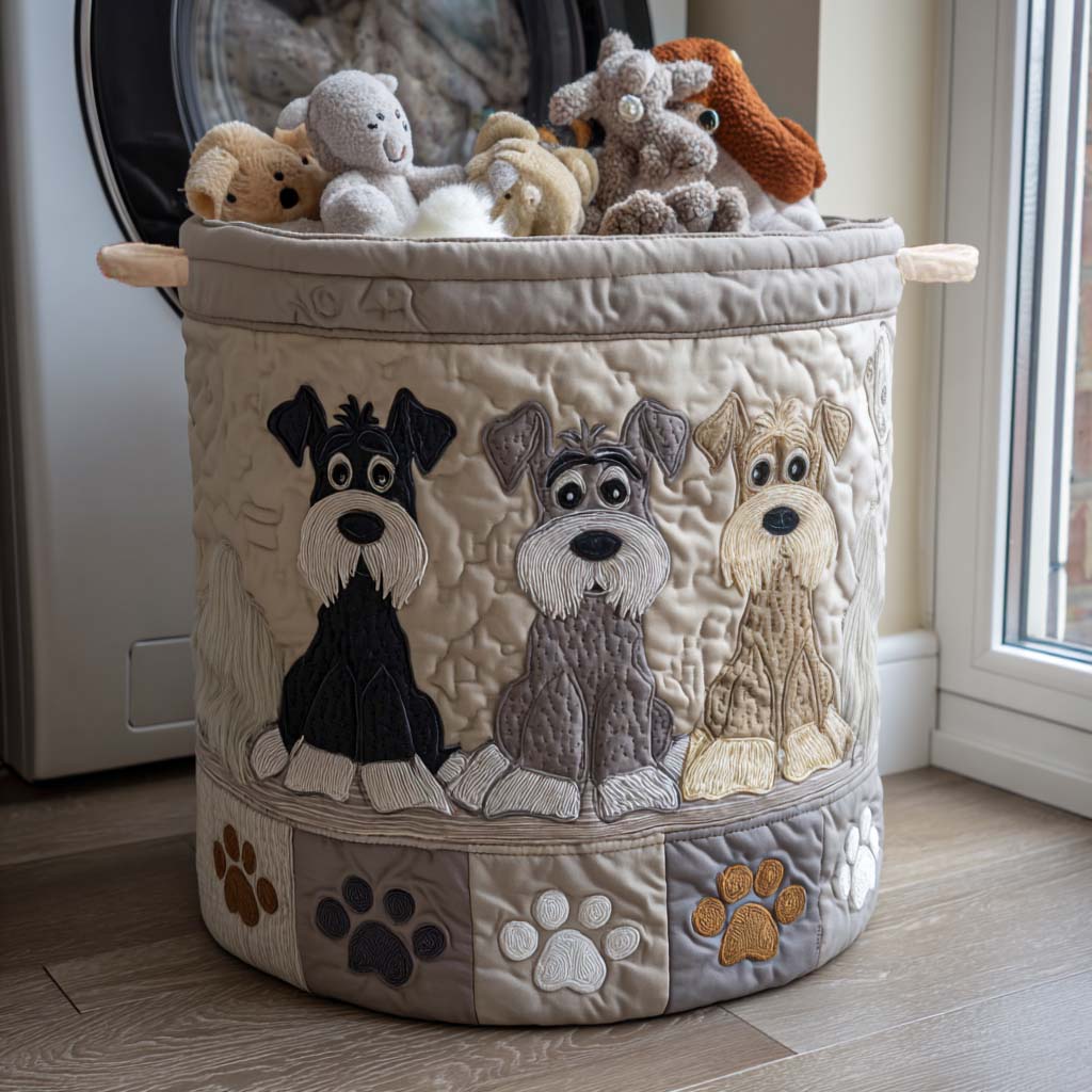 Sarjakuvamainen Schnauzer Pyykkikori