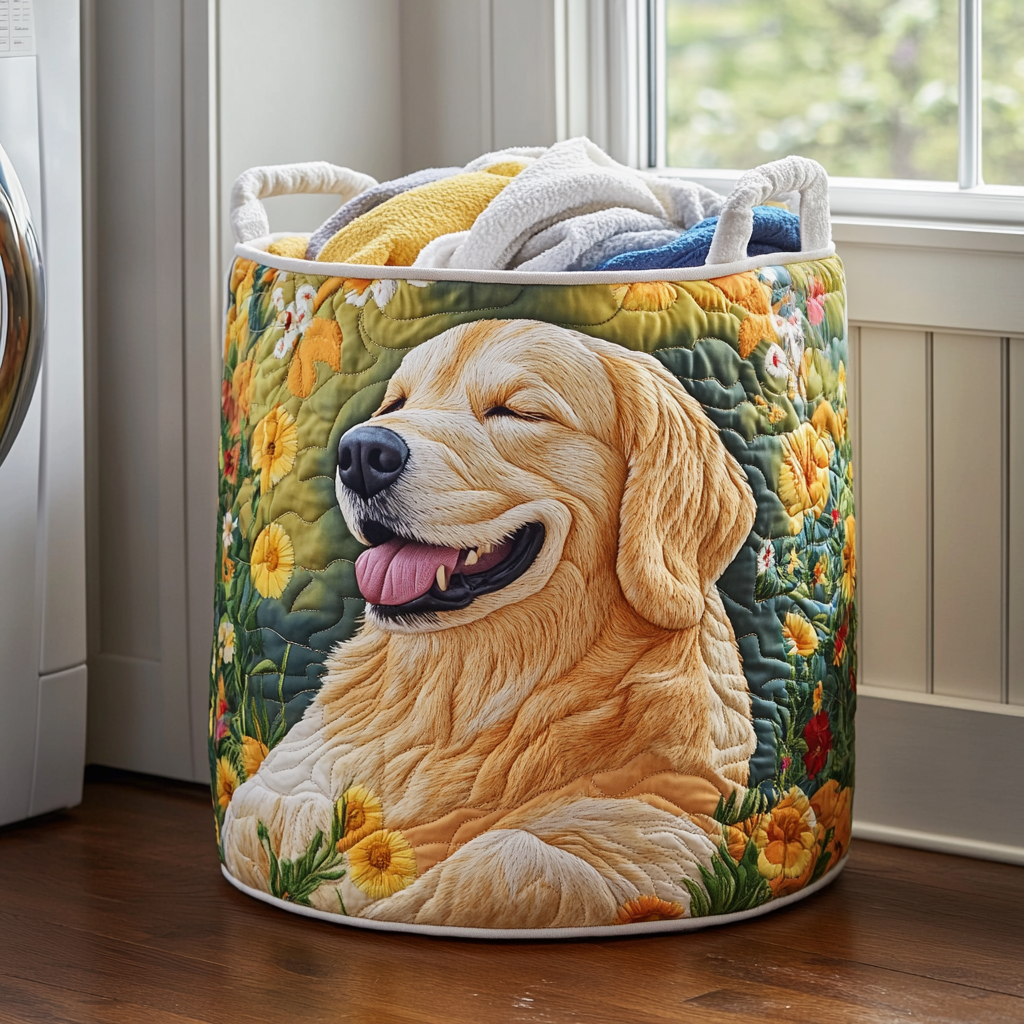 Kultainen Retriever Bloom Pyykkikori
