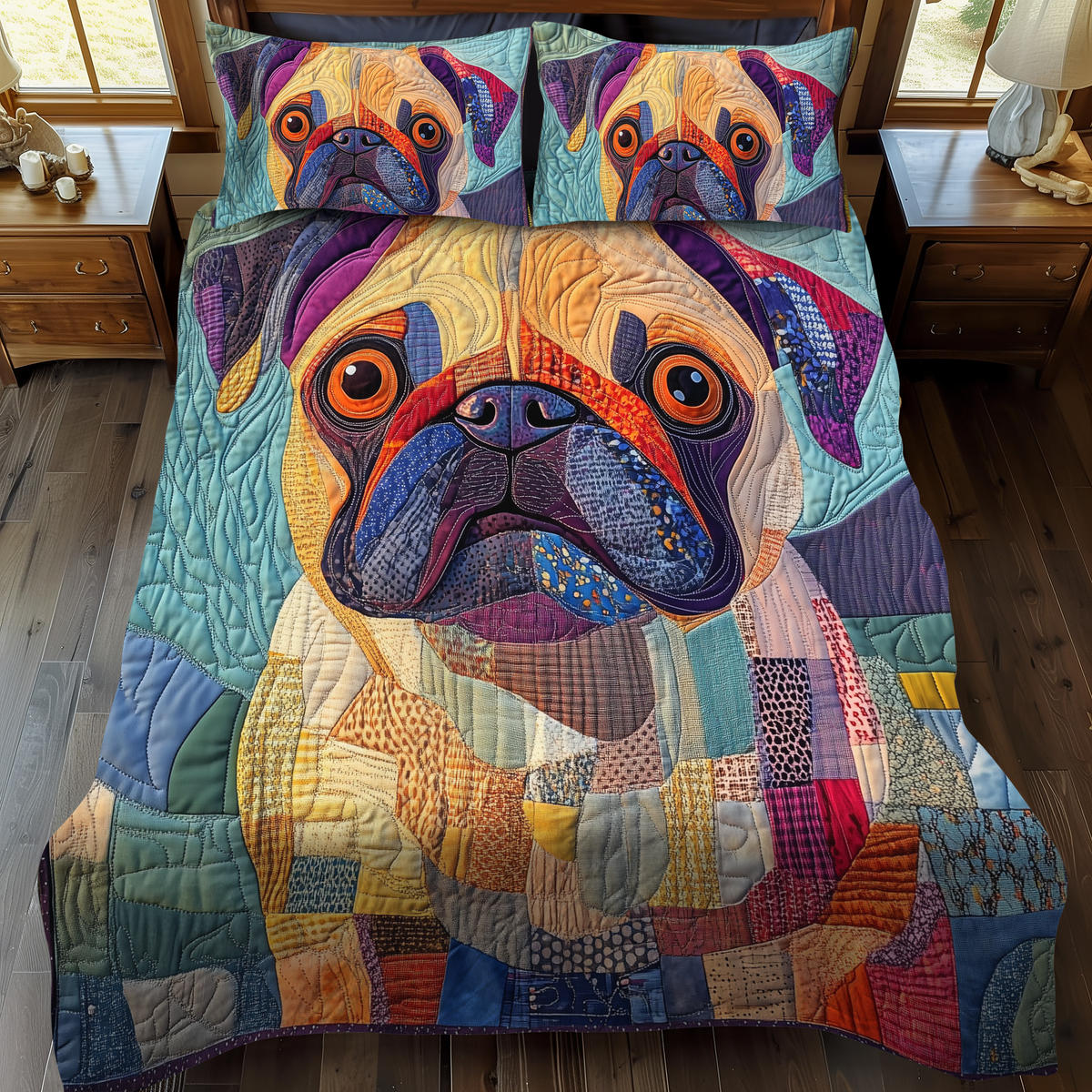 Squishy Pug Love 3-osainen vuodevaatesetti