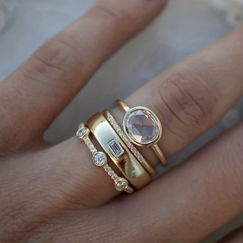 Lily - Vintage Kulta & Zirkonia Renkaat Setti